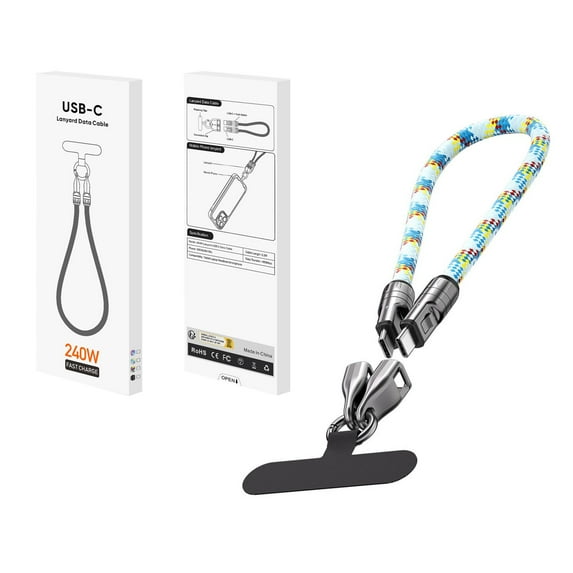 Type C to Type C 240W Charging Cable with Wearable Bracelet Design, Portable Fashion 5A Fast Charging USB-C Cable, 2-in-1 Fast Charging Data Cable and Phone Lanyard