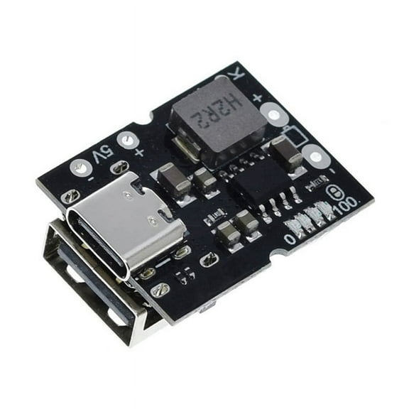 Type-C USB 5V 2A Boost Converter Step-Up Power Module Lithium Battery Charging Protection Board DIY Charger,with Welding,1 * 5V 2A Charge-discharge Integrated Module,Black