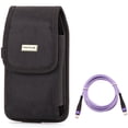 thumbnail image 1 of Type-C to USB-C Purple 10ft PD Cable w Rugged Case Belt Clip for Samsung Galaxy A73 5G,A53 5G,A33 5G,A13 5G,A03s Phones - Fast Charger Cord Extra Long Power Wire, Holster Canvas Cover Pouch, 1 of 12