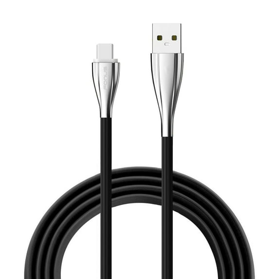 Type-C USB Cable Charger Power Sync Cord 10ft TPE Wire [Zinc Alloy] [Black] [Quick Charge Support] D1Q for Motorola Moto Z Force Droid X4 G6 - Nokia 8 - OnePlus 6T, 6, 5T - Razer Phone 2