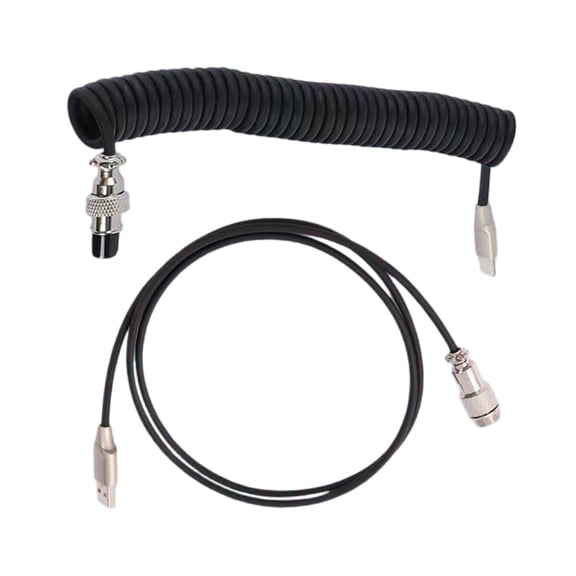 Type C USB Cable for Keyboards Aviation Connectors Computer Keyboards Aviators Cable Spring Wire Data Cable