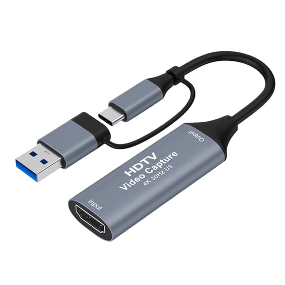 Type C+USB to HDTV Video Capturing Card 4K Video Recording Device Transfer Record Grabber for Recording Live Streaming