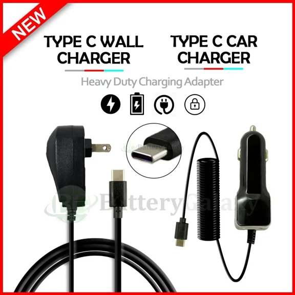 Type-C Usb Wall+Car Charger Rapid For Amazon Fire Hd 8 10Th Generation (2020)