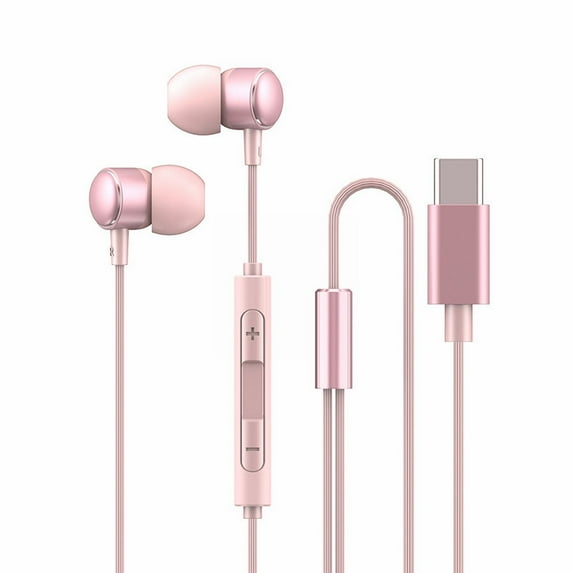 Type-C Wired Earbuds with Mic, Noise Isolating In-Ear Headphones for Phones/Laptops/PC, Hi-Fi Stereo Bass Sound