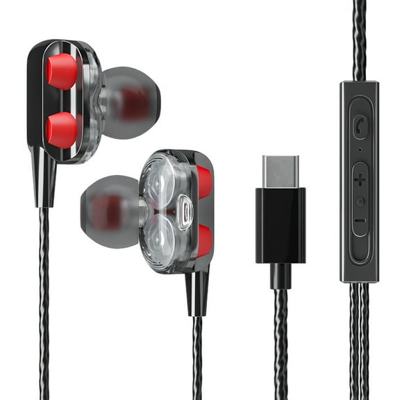 Type-C Wired Earbuds with Microphone - In-Ear Earphones for iOS/Android Smartphones, Laptops, MP3, Gaming