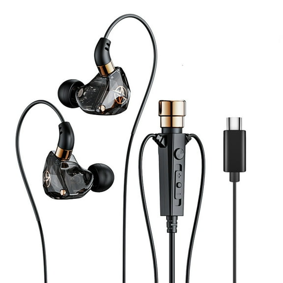 Type C Wired Headphones With Microphone HiFi Earphones Headset Vedio Streaming Karaoke Earbuds For Mobile Phones Eraphone Ear Phone Plane Plug Earbuda Hane Headphone Earphones Wired With Microphone