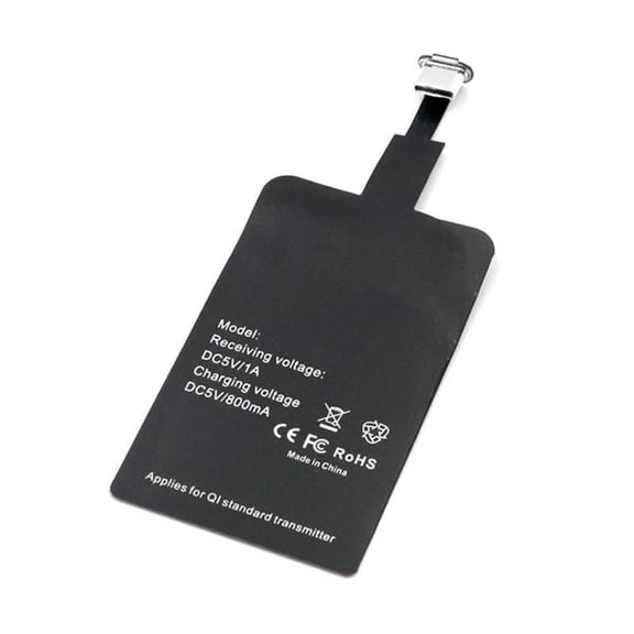 Type-C Wireless Charger Receiver Pad - Ultra-Thin Qi Wireless Charging Adapter Sticker for Non-Wireless Android Smartphones, Black