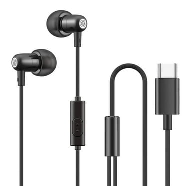 Type C in Ear Wired Headphones Subwoofer with Wheat Wire Controlled Game Live Headphones Headphones Plug in Black