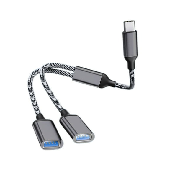 Type C to 2 USB OTG Adapter USB 2.0 Type C Expansion HUB Data Charging Cable