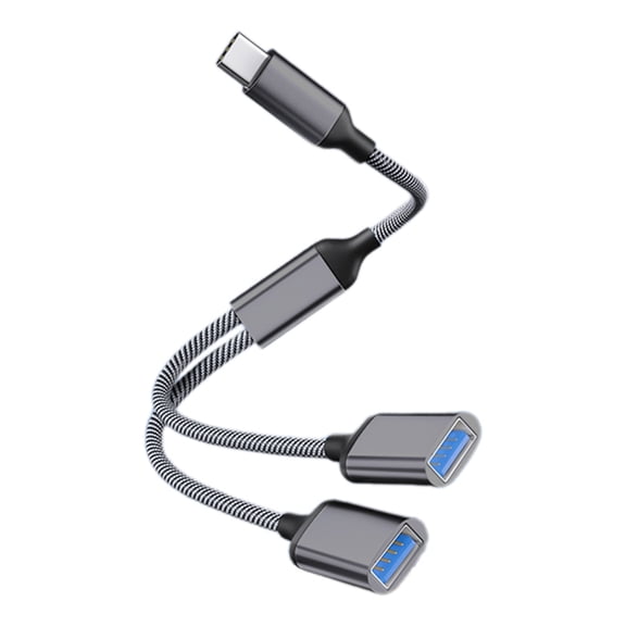 Type C to 2 USB OTG Adapter Y Splitter Cable USB 2.0 Type C Expansion HUB Data Charging Braid Cable