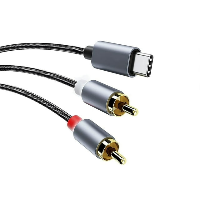 Type C to 2RCA Adapter Cable Plug and Play Cord Y Splitter Wire Line