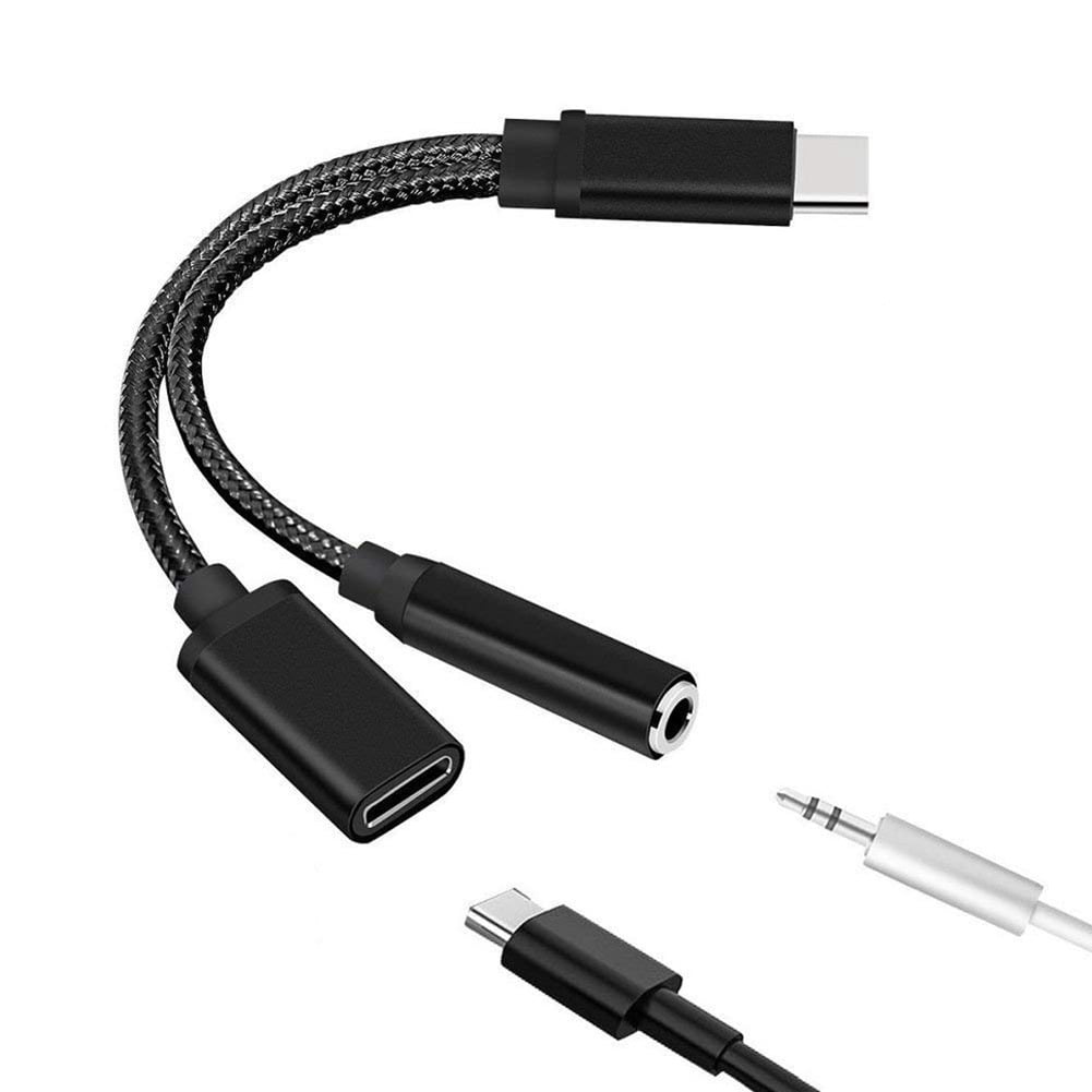 Type C to 3.5mm Charge Audio Adapter 2 in 1 USB C Splitter Headphone