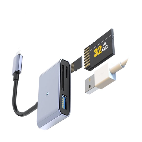Type C to Card Reader USB Adapters Fast Data Transfer PVC Texture Design Portable for Phones Tablets Laptops