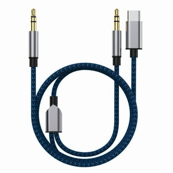 Type C to Double 3.5mm Audio Adapter Cable Stereo Splitter Audio Cord for Car AUX and Headphones Sharing 47.24inch