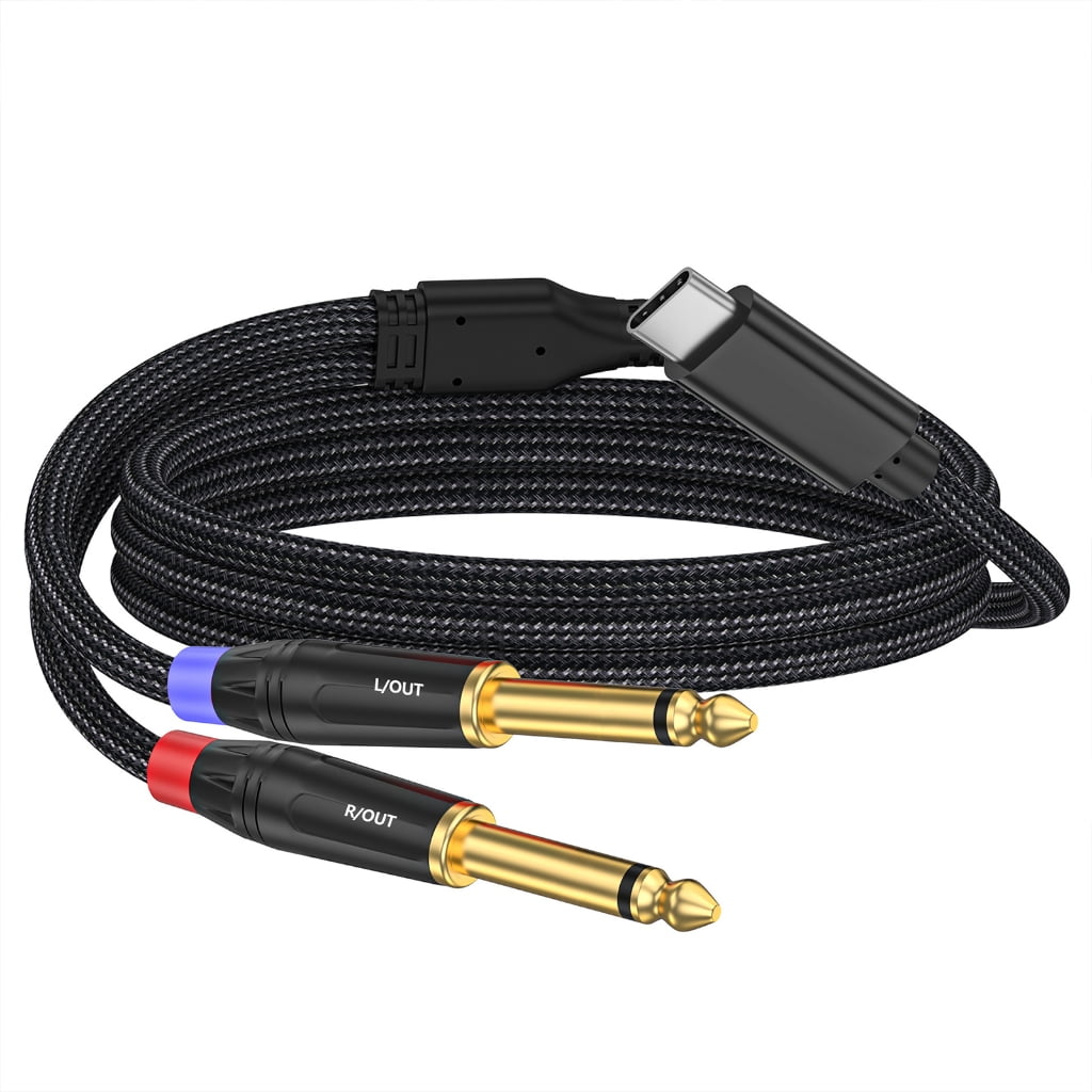Universal Type C to Double 6.35mm Male Adapter Cable Cord Wire for Smartphones Tablets and Sound Equipment