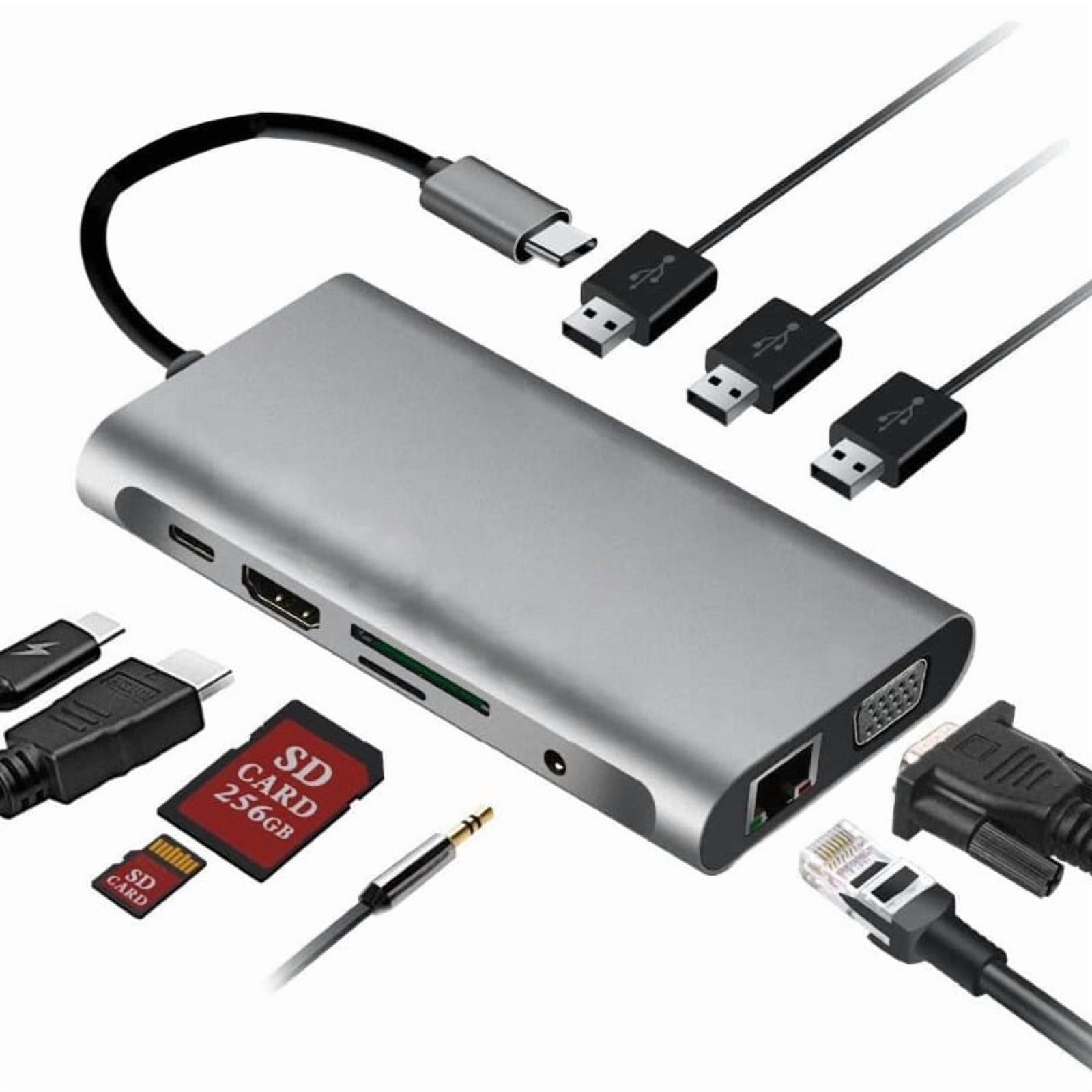 Type-C to RJ45/VGA/HD/HUB/PD/Audio Supports simultaneous display Ten-in-1 multi-function docking station
