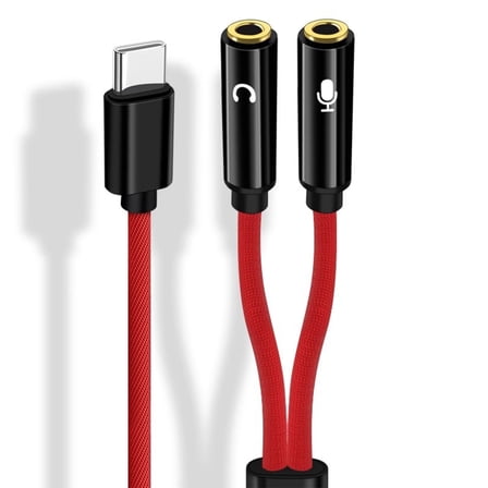 Type C to Two Way 3.5mm Earphone Connectors Cable for Music and Calls