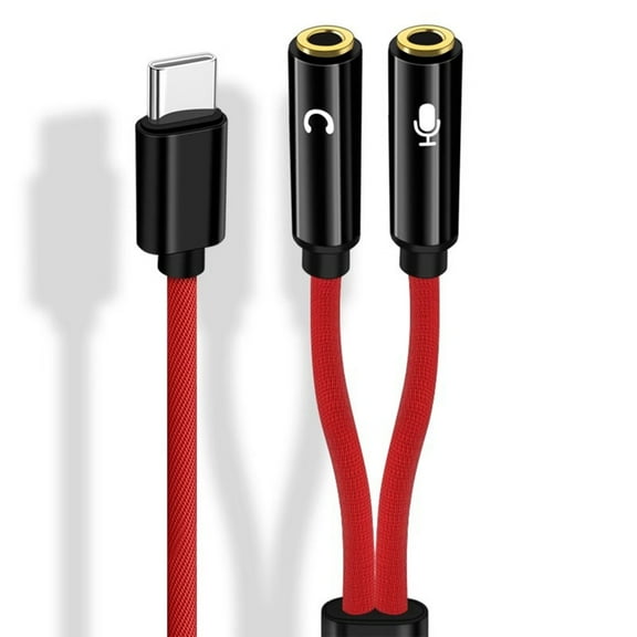 Type C to Two Way 3.5mm Earphone Connectors Cable for Music and Calls