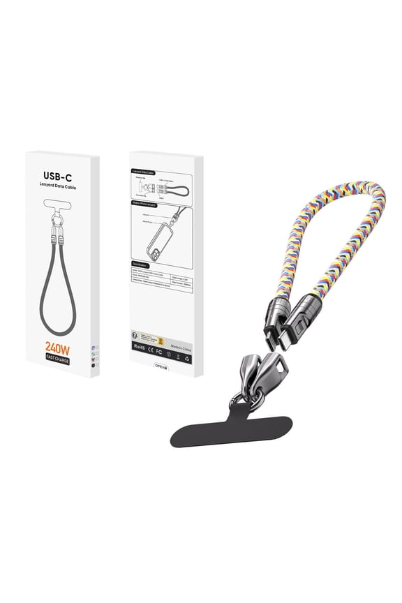 Type C to Type C 240W Wearable Charging Bracelet 5A Fast Charger USB C Phone Lanyard with Portable Fashion Design