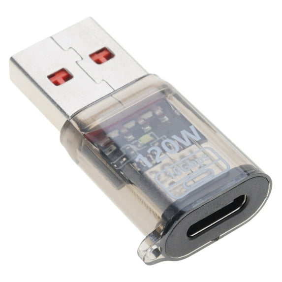 Type-C to USB A Converter with Light Support 120W Charging 10Gbps Data Transfer USB-A Extender Clear Shell OTG Adapter