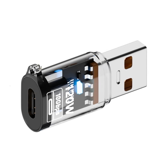Type-C to USB A Converter with Light USB-A Extender Clear Shell OTG Adapters