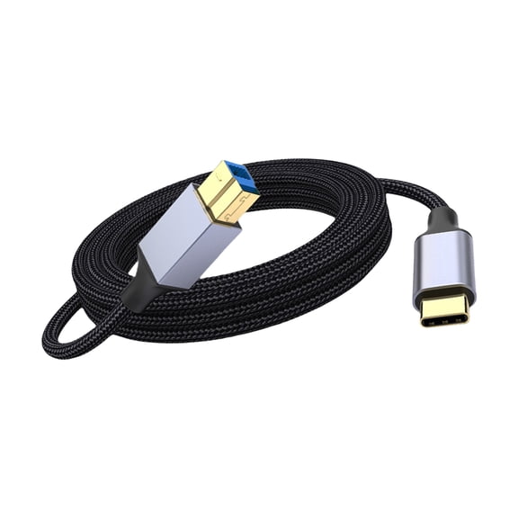 Type C to USB B Printer Cord Wide Compatibility Flexible Braided Cord For Priners Scanners External Hard Disks