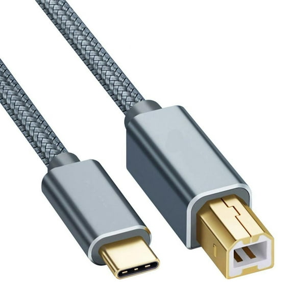 Type-C to USB Printer Cable, Universal Laptop Printing Cord, Data Transfer Wire for Electronic Keyboard and Peripherals