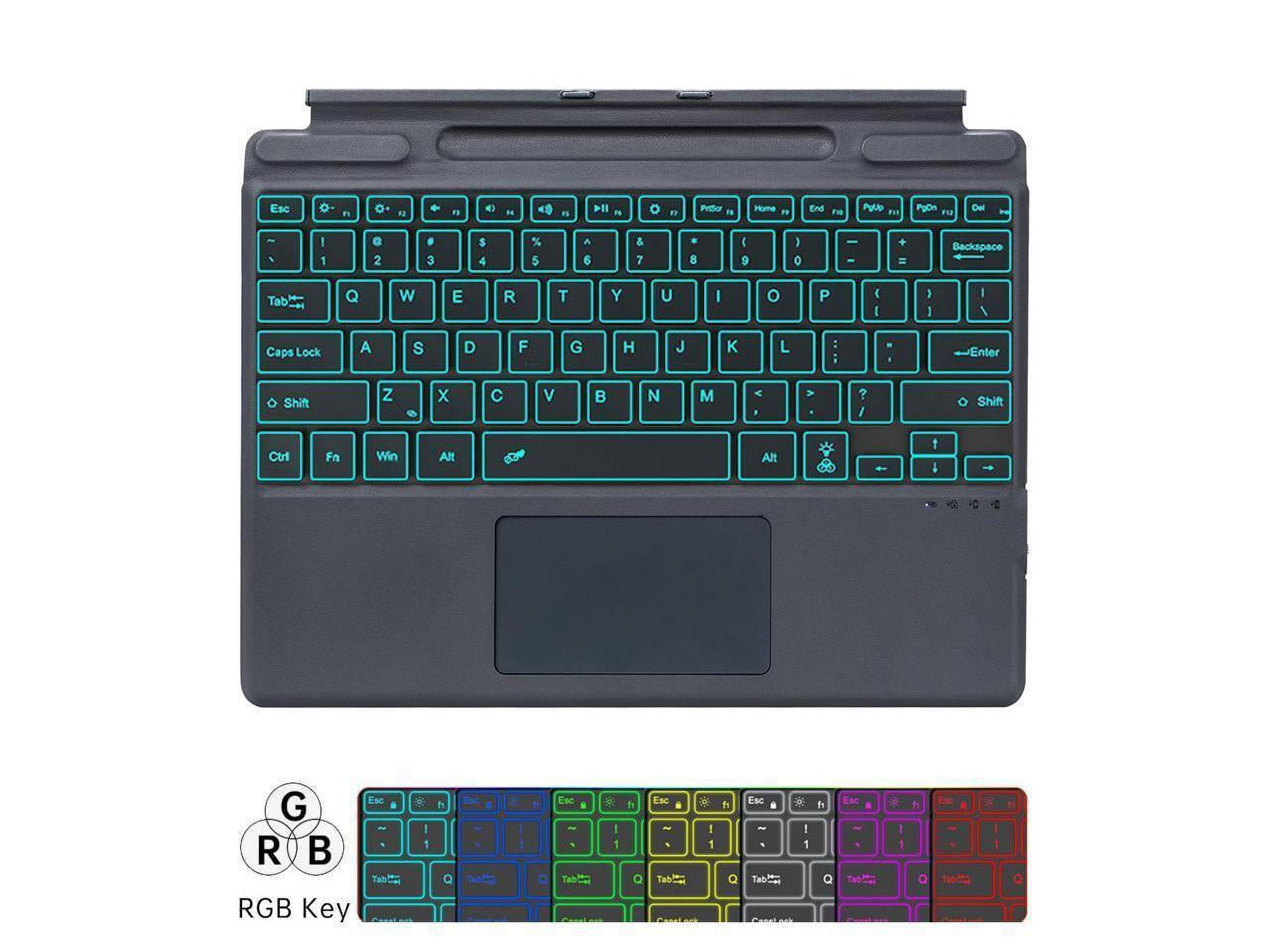 Type Cover for 13 inch Microsoft Surface Pro 10 / Pro 9 / Pro 8 / Pro X, Portable Bluetooth Wireless Keyboard with 7-Color Backlits/Touchpad/Pencil Holder