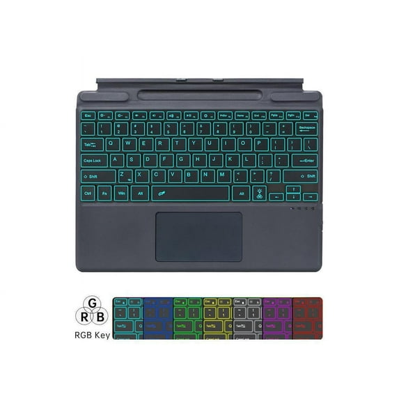 Type Cover for 13 inch Microsoft Surface Pro 10 / Pro 9 / Pro 8 / Pro X, Portable Bluetooth Wireless Keyboard with 7-Color Backlits/Touchpad/Pencil Holder