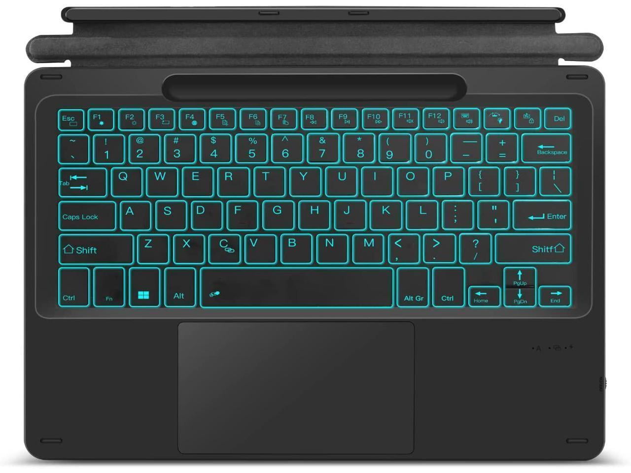 Type Cover for 13 inch Microsoft Surface Pro 10 / Pro 9 / Pro 8 / Pro X Wireless Thin Bluetooth Keyboard with Trackpad, 7 Colors Backlit Pencil Holder