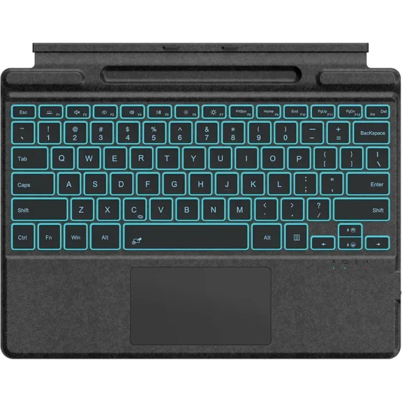 Type Cover for Microsoft Surface Pro 11 10 9 8 X Keyboard, Wireless Bluetooth Surface Pro Keyboard with 7 Colors Backlit, Touchpad, Sleep/Wake Function, Pencil Holder, Rechargeable Battery