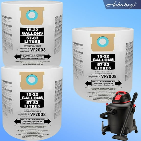 Type G 90663 9066300;Type J 90673 9067300,Replacement for Shop-Vac 15-22 Gallon Disposable Filter Bags - Type G (3-Pack)