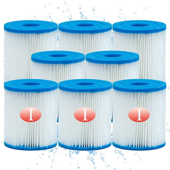 Type I Pool Filter Cartridge, 58093 Replacement Filter Cartridge for 300/330 Gal/H Filter Pump, for Summer Waves Above Ground Pool Pump (8 Pcs)