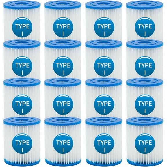 Type I Pool Filter Cartridge, High-Efficiency Filter Elements, 330 Gallon Pump Filter Cartridge for Pool Cleaning (16 Pcs)