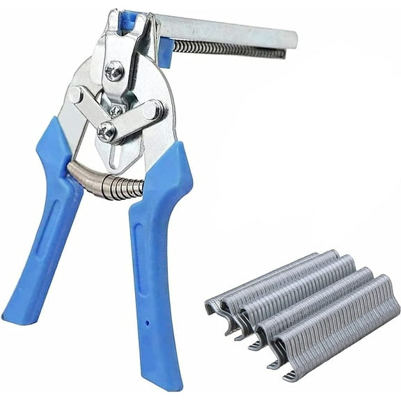 Type M Nail Ring Pliers - Hog Ring Chicken Duck Goose Dog Cat Rabbit Kit Clamp with Nail Groove for Animal Cages/Wire Fencing, Repair Hand Tools with 600 Pcs Galvanized Steel Rings