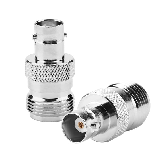 Type N Female to BNC Female RF Connector Coaxial Adapter Premium Copper Test Converter Double Jack Pack for 50 Ohm Systems / 2 pcs