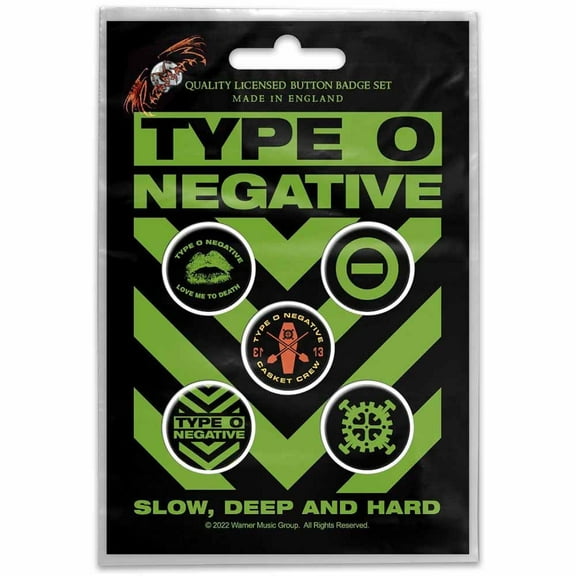 Type O Negative Slow Deep and Hard Button Badge Set (Set of 5)