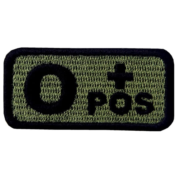 Type O Positive Tactical Blood Type Iron On Sew On Patch, Green And Black