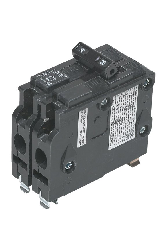 Electric QD Dual Pole Circuit Breaker - 30 Amps - Plug-In, 120 V Indoor & Outdoor Use, NEC-Compliant