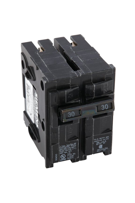 Electric QP Dual Pole Circuit Breaker - 30 Amps - 2 Pole, Plug-In, 120 V Indoor & Outdoor Use, NEC-Compliant