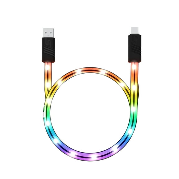 TYPE S Charge & Glow 3FT USB-A to USB-C Charging Cable with LED Glow, Multiple RGB Light Modes with Touch Control, AC535037