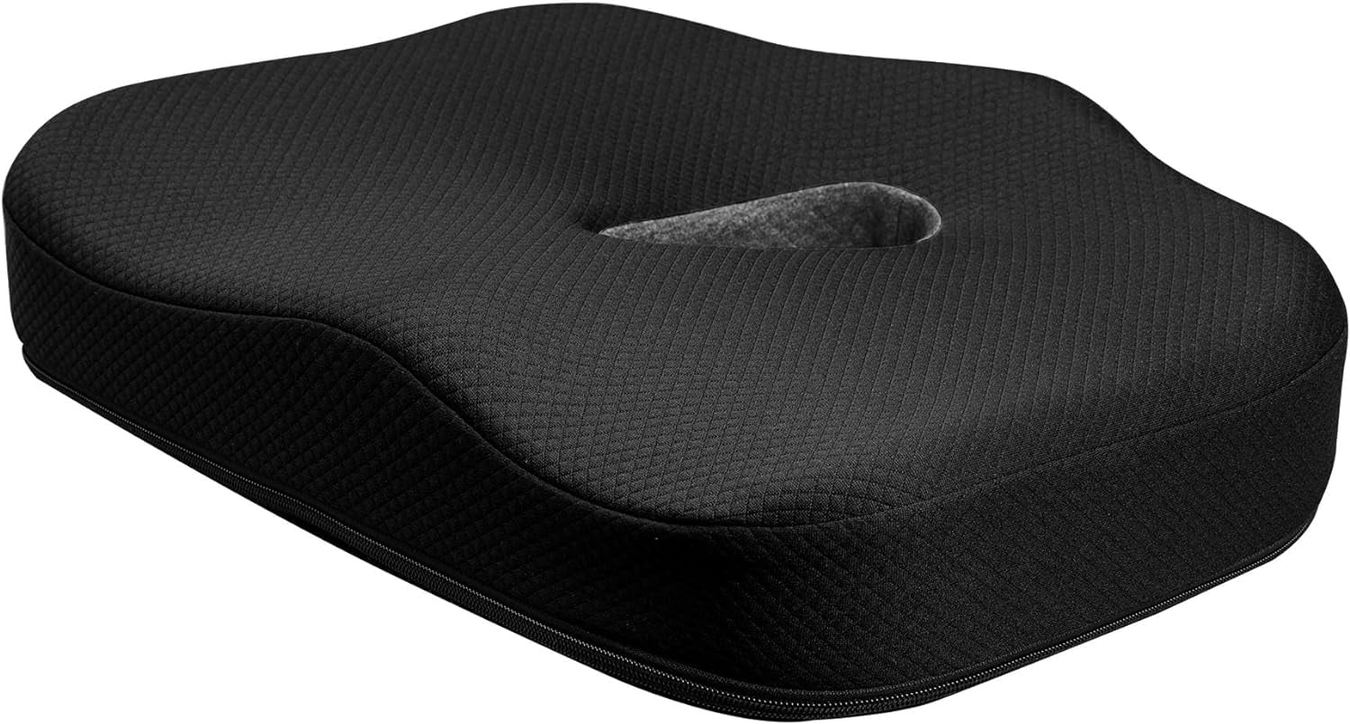 Black Memory Foam Ergonomic Seat Cushion for Chairs