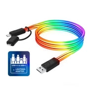 TYPE S Charge & Glow LED Charging Cable, USB-A to USB-C with Lightning Adapter, 3 FT, 10+ Light Modes with Touch Button Control, AC535224