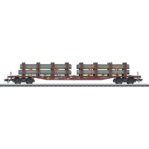 Type Snps 719 Stake Flatcar w/Load 4-Pack - 3-Rail Ready to Run - Exclusiv -- German Railroad DB AG (Era IV, Boxcar Red)