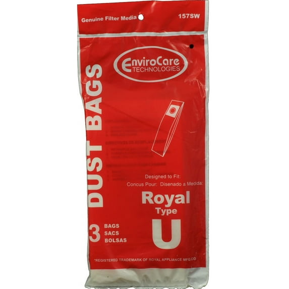 3 Envirocare Royal Style U Dirt Devil Vacuum Cleaner Bags 3 Pack Vacuum Cleaner Bags