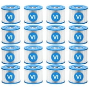Type VI Hot Tub Filter Spa Filters Replacement Cartridge, 16 Pack Pool Filter Compatible with Coleman SaluSpa 90352E 58323, Lay-Z-Spa Inflatable Hot Tub