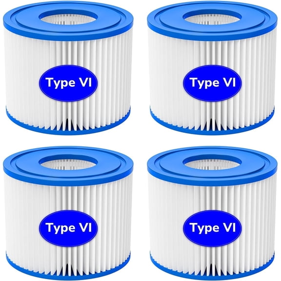 Type VI Hot Tub Spa Replacement Filters Cartridge for Coleman Saluspa, Lay-Z-Spa, Bestway Inflatable Hot Tub (4 Pack)