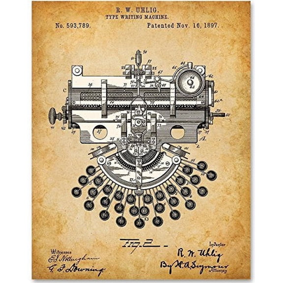 Type Writing Machine Office Art - 11x14 Unframed Patent Print - Great Gift for Writers and Journalists