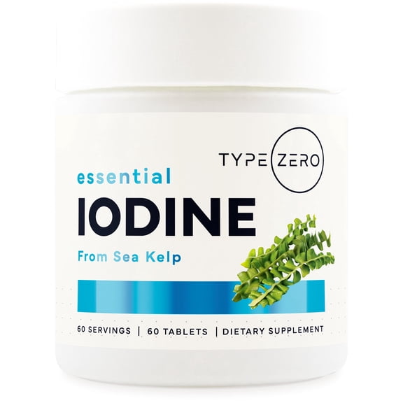 Type Zero Clean Iodine Supplement (From Sea Kelp) 60 Tablets (325mcg Each) -Non-GMO, Gluten Free