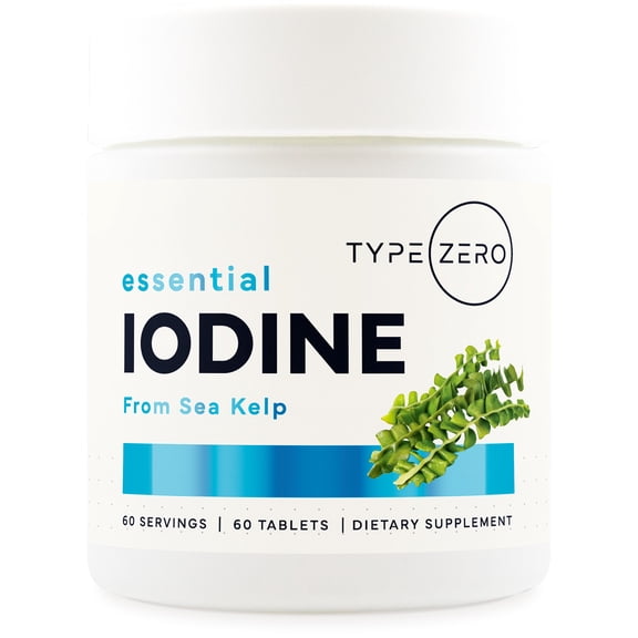 Type Zero Clean Iodine Supplement (From Sea Kelp) 60 Tablets (325mcg Each) -Non-GMO, Gluten Free